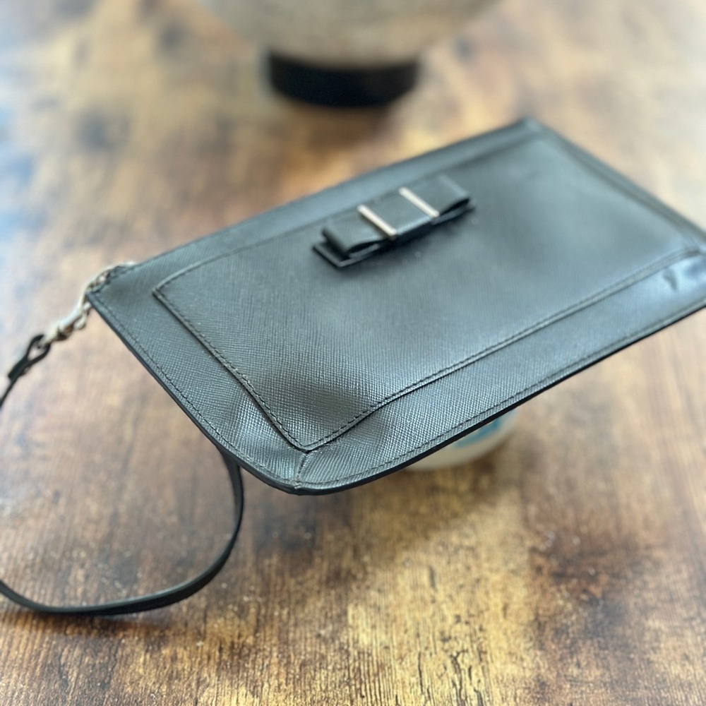 Coach Black Wristlet with Bow Accent Genuine Leather